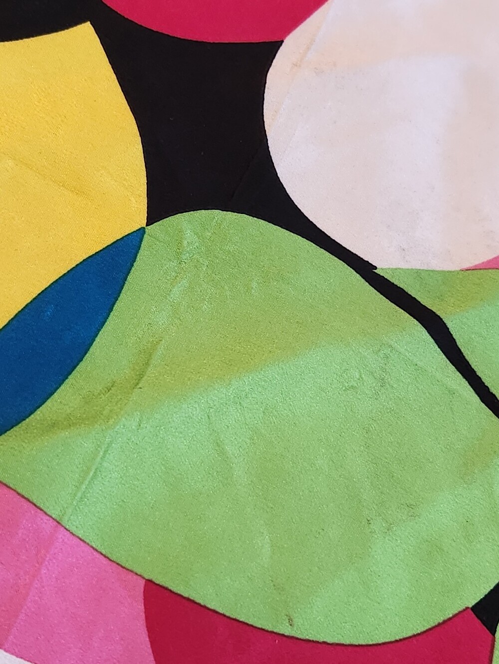 Echo Carre Scarf 100% Silk Black Pink Yellow Green Abstract Floral Square Artsy - Picture 7 of 9